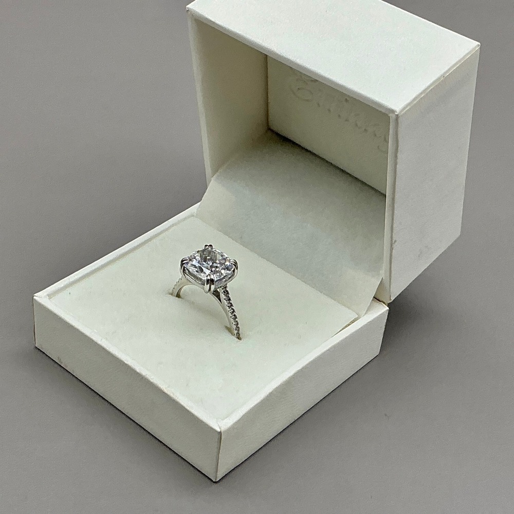 Effinny Ring Sterling Silver Cushion Cut CZ Engagement Solitaire White Size 7.5
